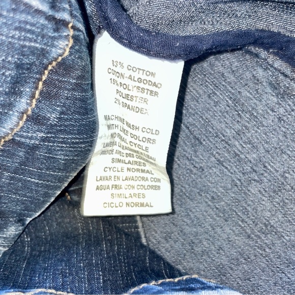 Casual Corner Denim Blazer Jean Jacket Dark Blue Stretch Notch Lapel Size 8 - Picture 6 of 11